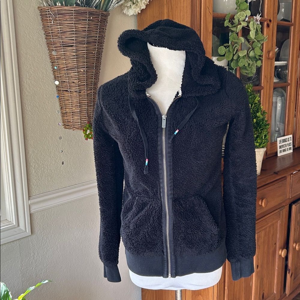 Roxy Black Fleece Zip-Up Hoodie Size Small - Picture 2 of 10